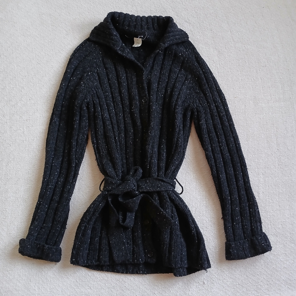 jcrew ♡ wool knit sweater cardigan speckled tie waist vintage y2k medium